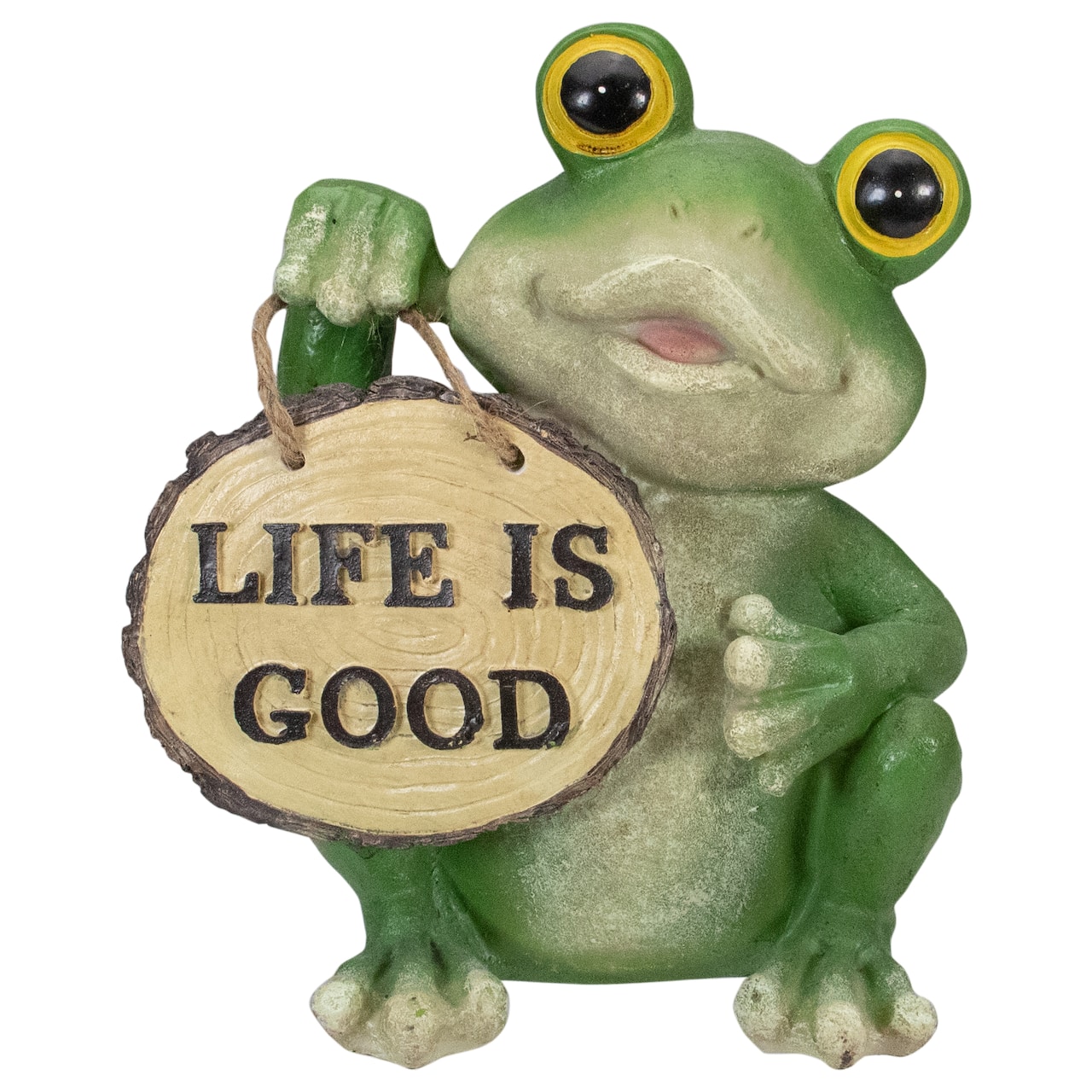9" Green Life is Good Frog Outdoor Garden Statue